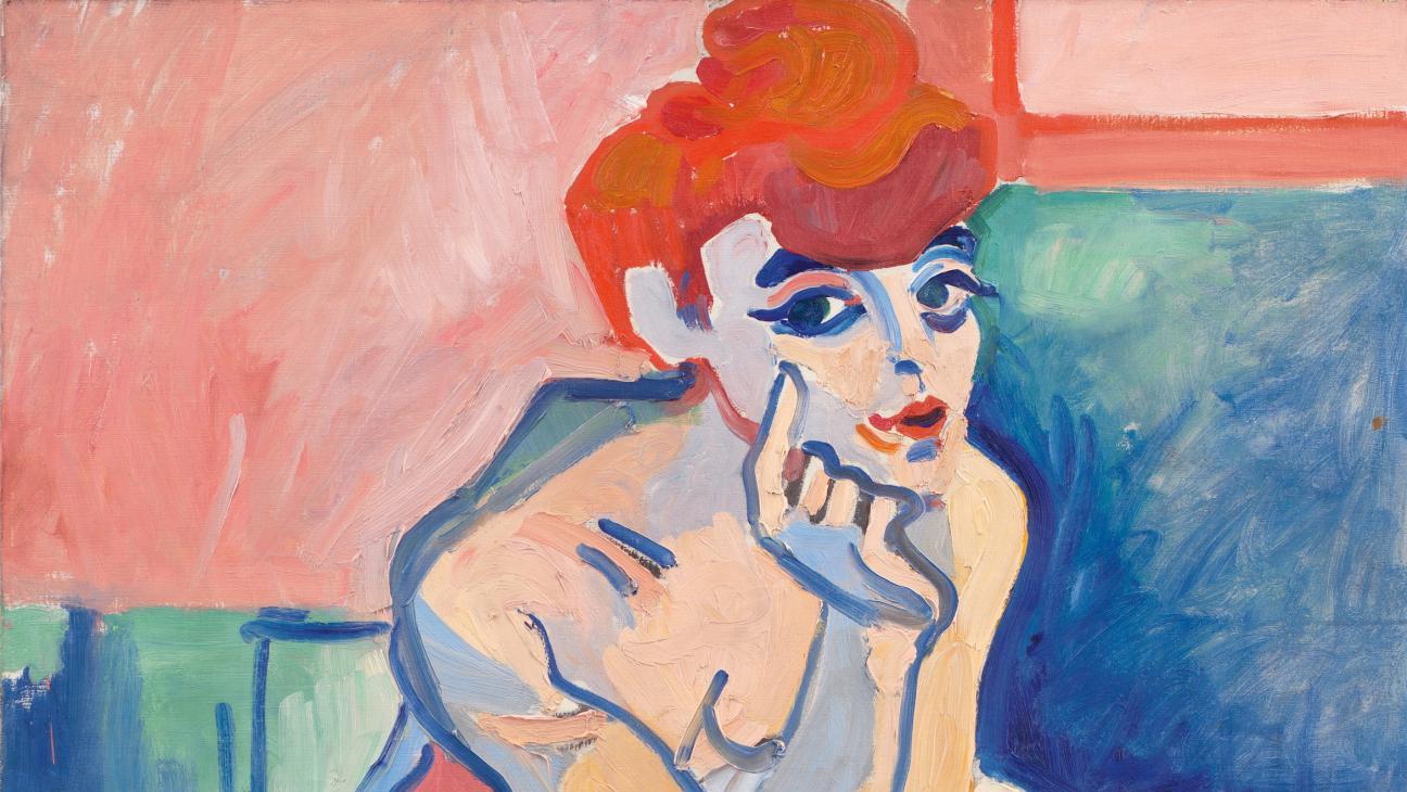 André Derain (1880-1954), Femme en chemise, 1906, huile sur toile, 10 x 81 cm, Galerie... Le fauvisme s’expose à Bâle