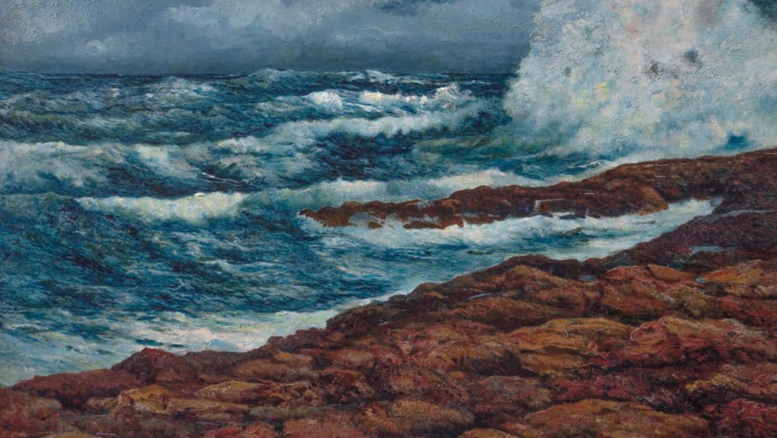 Joaquín Clausell (1866-1935), Marina de Colima, huile sur toile, 50 x 75,5 cm. Estimation :... Une toile déferlante de Joaquín Clausell