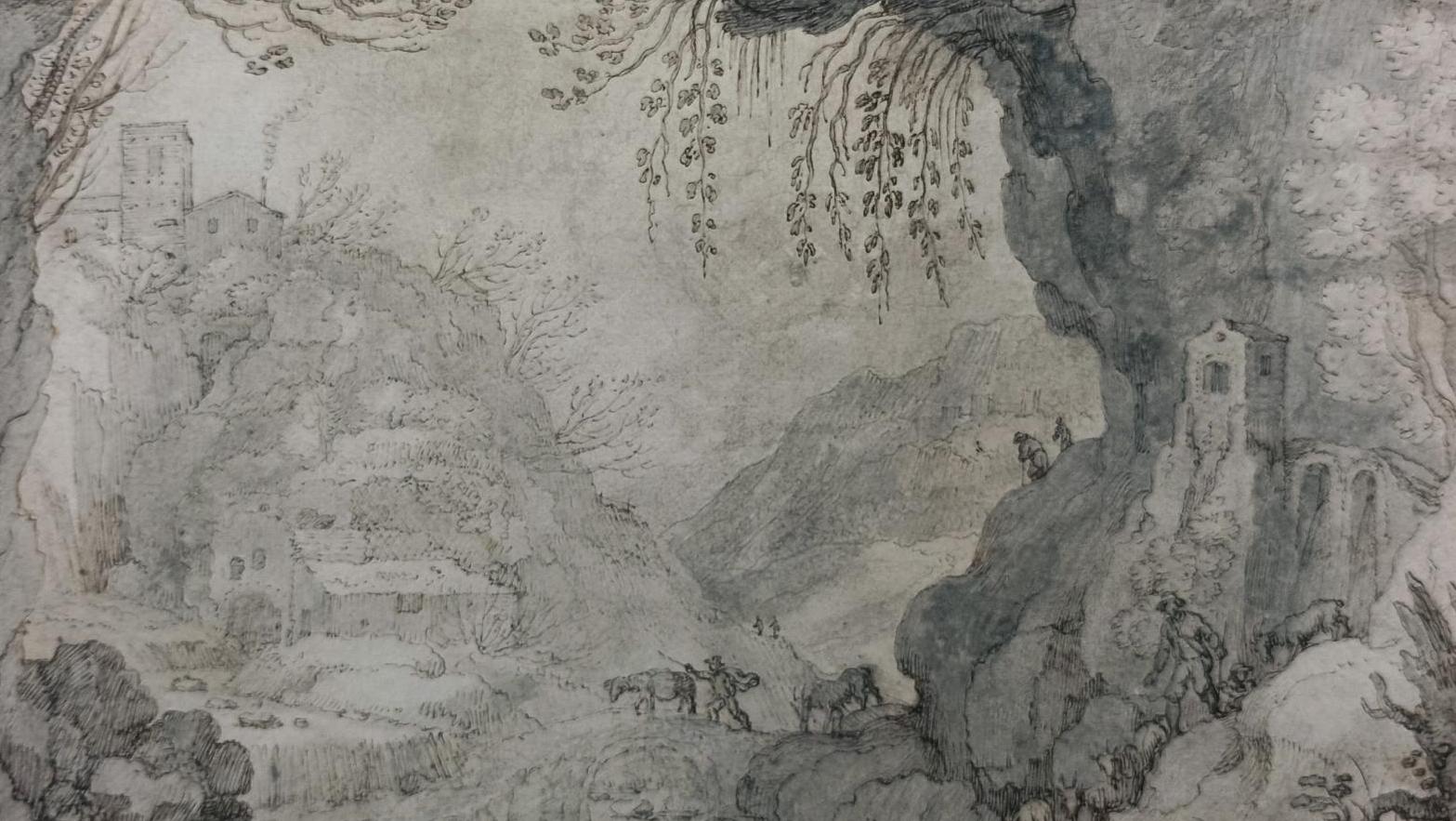 Attribué à Paul Bril (1554-1626), Paysage alpestre animé avec pâtres et animaux,... Le paysage alpestre selon Paul Bril