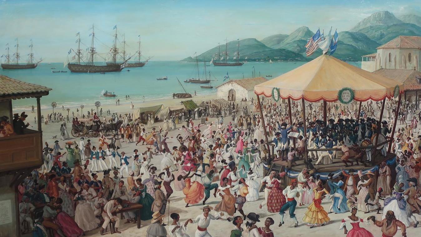 Gustave Alaux (1867-1965), Le Bal public, fête donnée à Saint-Domingue à l’occasion... L’indépendance des États-Unis vue de Saint-Domingue