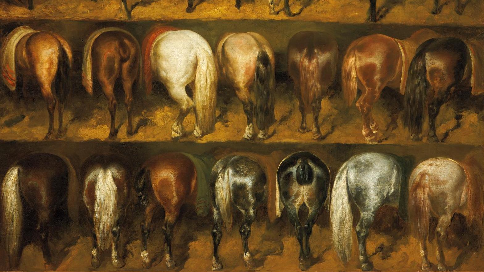 Théodore Géricault (1791- 1824) et un collaborateur, Vingt-et-une Croupes de chevaux... Vingt-et-une croupes de chevaux : quatre de Théodore Géricault, dix-sept plus mystérieuses…