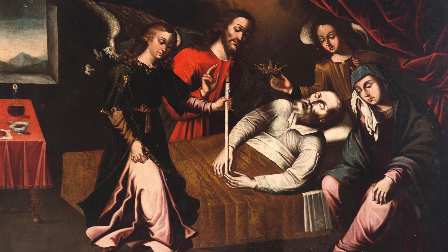 Attribué à Basilio de Santa Cruz Pumacallao (1635-1710), La Mort de saint Joseph,... La mort de saint Joseph