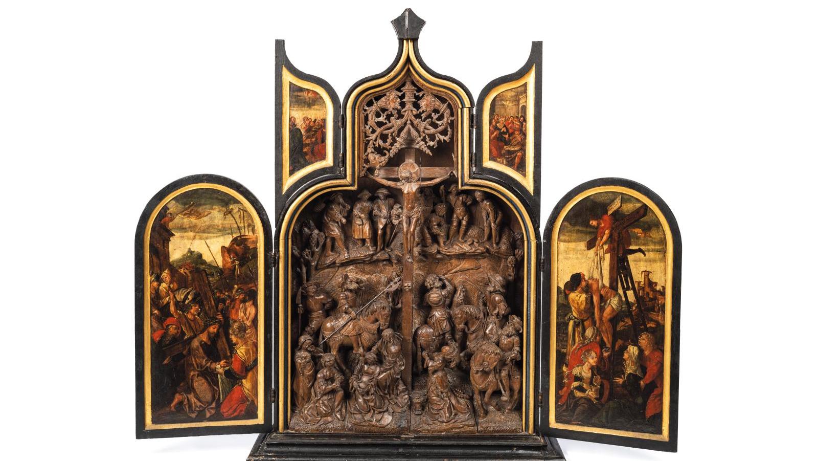 Brabant, Anvers, vers 1500-1530. Retable en chêne sculpté figurant la Passion du... La Haute Époque au cœur 