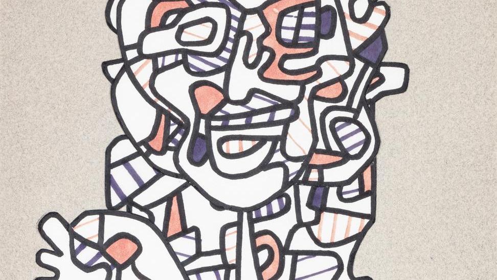 Jean Dubuffet (1901-1985), Personnage, 1973, marqueurs de couleur sur papier découpé... Collection Lascault : un quatuor mené par Dubuffet