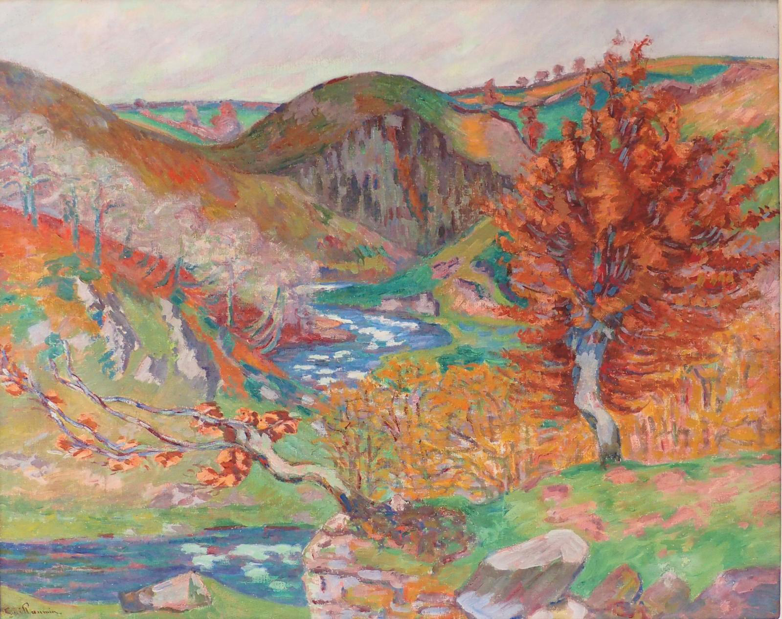 A Modern Tempera Painting by Impressionist Armand Guillaumin 
