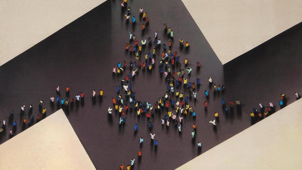 Juan Genovés (1930-2020), Cuatro caminos, 2006, acrylic on canvas, 200 x 210 cm/78.74... A French Record for Juan Genovés Broken in Neuilly