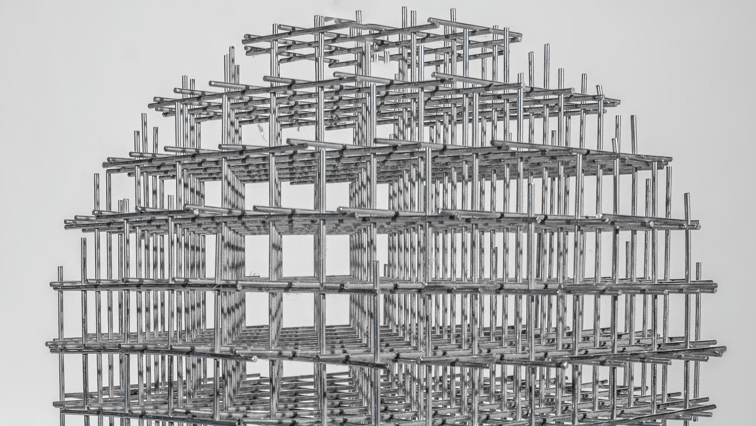 François Morellet (1926-2016), Sphère-Trames, 1962, assemblage de tiges métalliques... Sphère-Trame : François Morellet en 3D