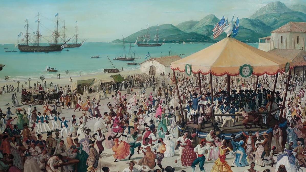 Gustave Alaux (1867-1965), Le Bal public, fête donnée à Saint-Domingue à l’occasion... Victoire pour le Maréchal Foch, fête pour Alaux