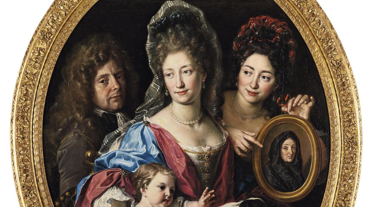 Noël Coypel, La Famille du peintre, vers 1690, huile sur toile ovale, 117 x 90 cm,... Noël Coypel révélé à Versailles et à Rennes