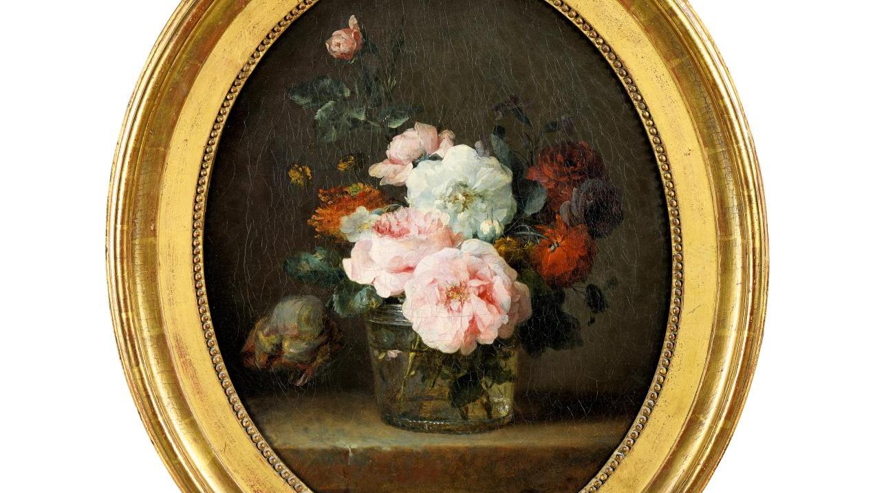 Anne Vallayer-Coster (1744-1818), Fleurs dans un vase bleu et  Fleurs dans un vase... Florilège classique de Vallayer-Coster à Goya