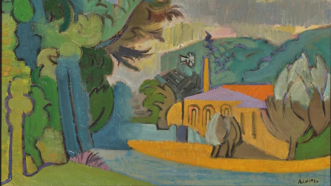 André Lhote (1885-1962), La Filature à Mirmande, huile sur toile, 47 x 65 cm. Adjugé :... Lhote et Jonas sortent gagnants