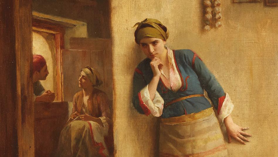 Théodore Jacques Ralli (1852-1909), L’Indiscrète, Megara (Grèce), huile sur toile,... Ralli, un orientaliste venu de Grèce