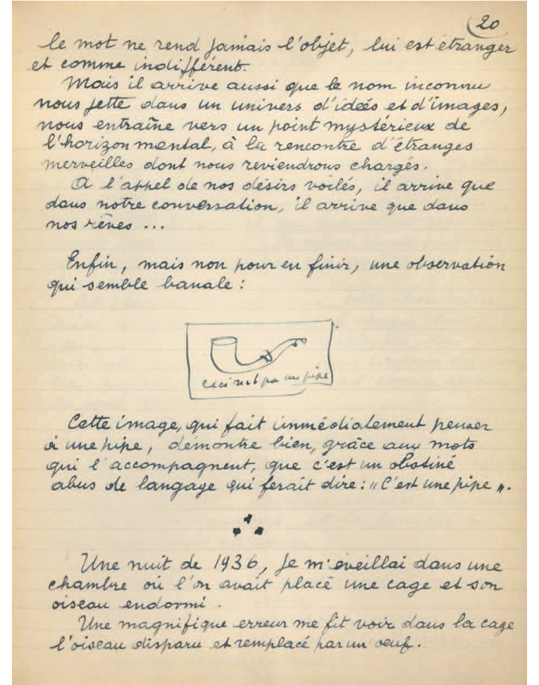 Un manuscrit éclairant de Magritte