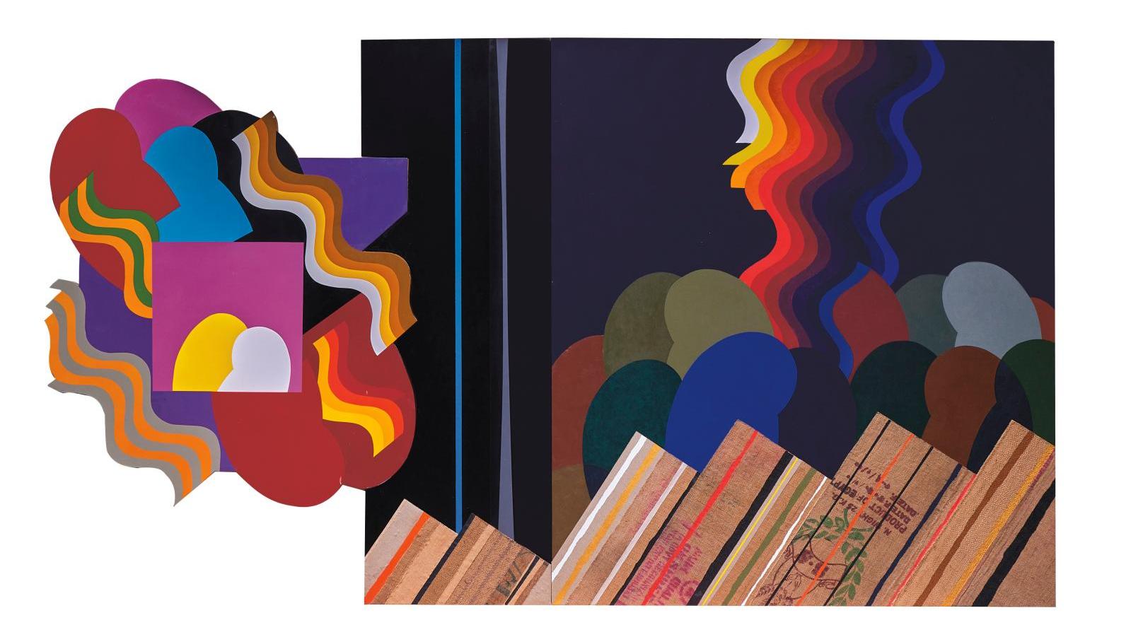 Mohamed Melehi (1936-2020), Constitution in Puzzle B, 2013, peinture cellulosique... Mohamed Melehi monumental