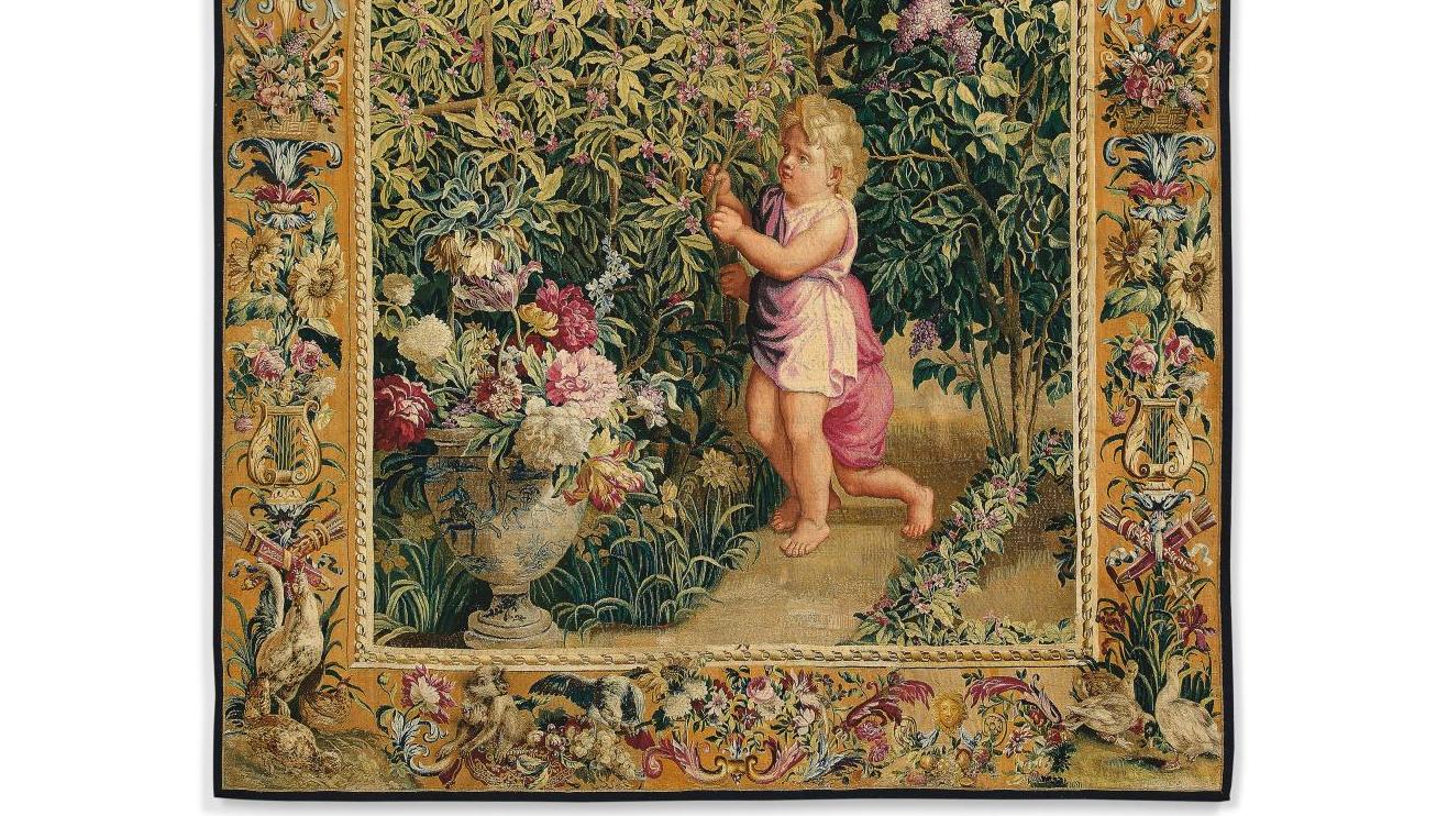Manufacture royale des Gobelins, modèle de Charles Le Brun (1619-1690), tapisserie... Le Louvre cultive son jardin avec une tapisserie des Gobelins
