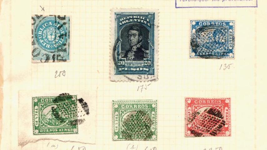 Jean de Sperati (1884-1957), album de 235 timbres, 20 pages, dédicace à sa fille... Des timbres  du monde entier… en apparence 