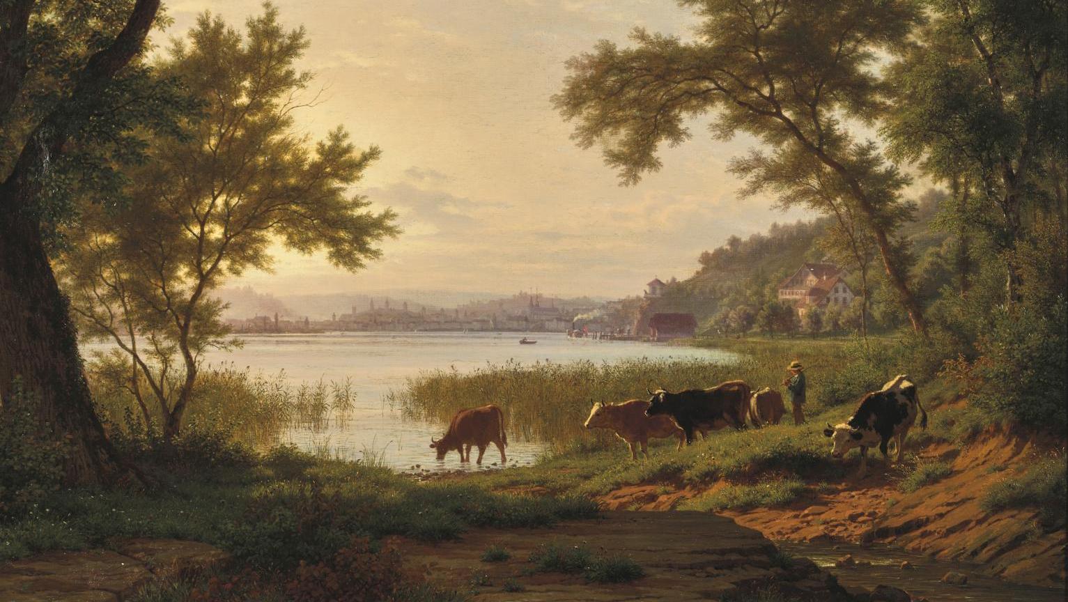 Robert Zünd (1827-1909), Vue de Lucerne depuis Seeburg, huile sur toile, 67,5 x 89,5 cm. Estimation :... Le paysage idéal de Robert Zünd