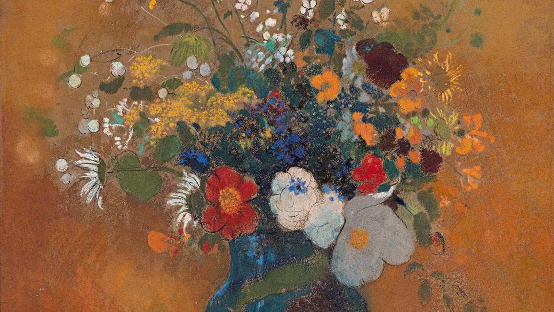 Odilon Redon (1840-1916), Vase de fleurs des champs, vers 1900-1905, pastel sur papier,... Une brassée de fleurs rustiques pour un délicat pastel d’Odilon Redon