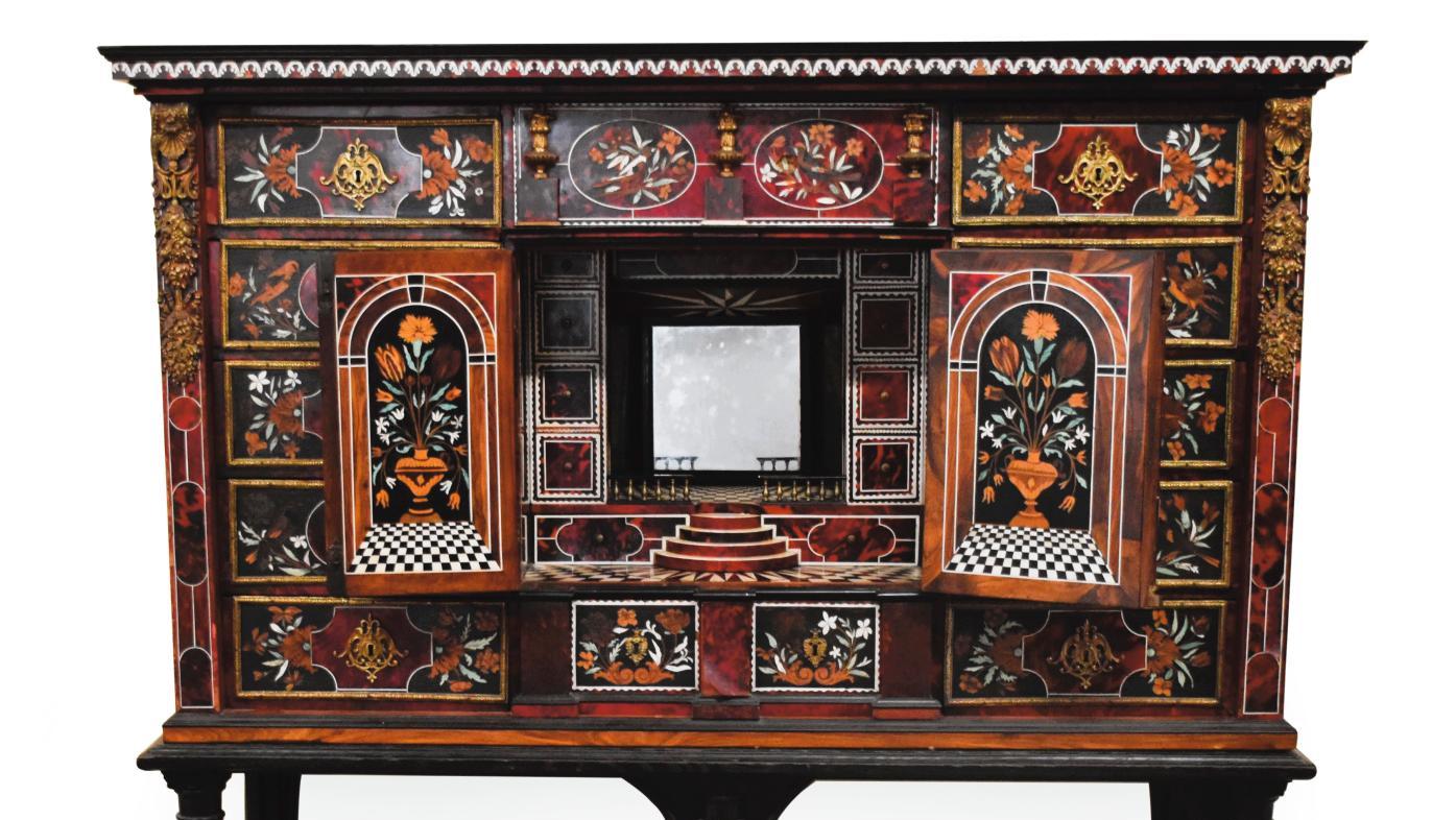 Époque Louis XIV, attribué à Pierre Gole (vers 1620-1684), cabinet, en marqueterie... Un meuble de Pierre Gole pour la marquise de Montespan