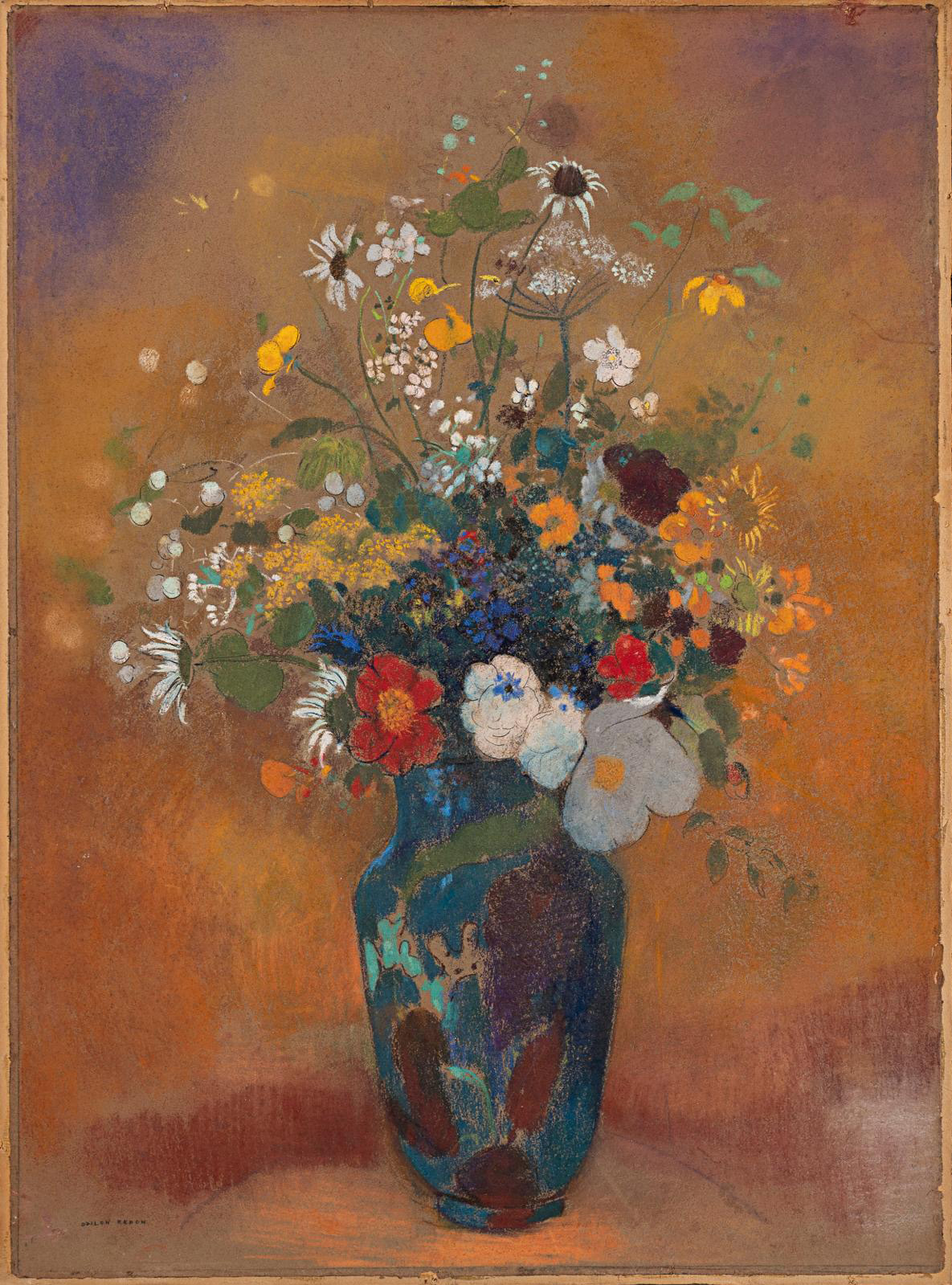  An Armful of Wildflowers in a Delicate Pastel by Odilon Redon 