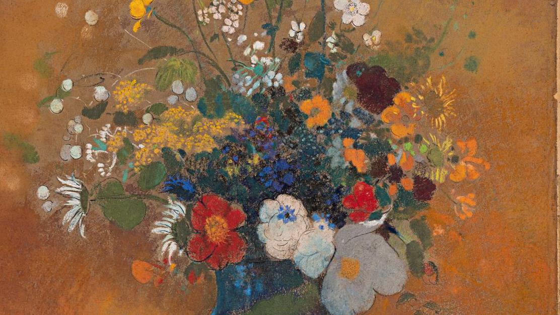 Odilon Redon (1840-1916), Vase de fleurs des champs (Vase with Wildflowers), c. 1900-1905,...  An Armful of Wildflowers in a Delicate Pastel by Odilon Redon 