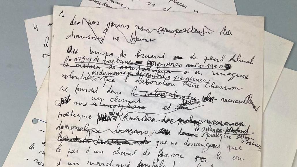 Serge Gainsbourg (1928-1991),Chaussures noires et pompes funèbres, manuscrit autographe,... Un court métrage jamais tourné de Gainsbourg