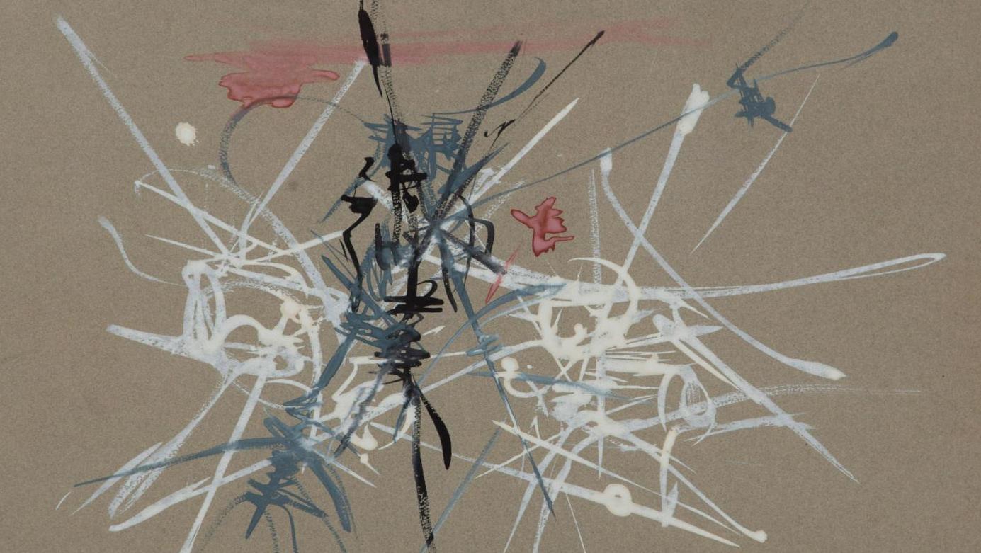 Georges Mathieu (1921-2012), Composition pour Dante Bernardi, 1955, gouache sur papier... Peinture haute tension de Mathieu à Sturtevant
