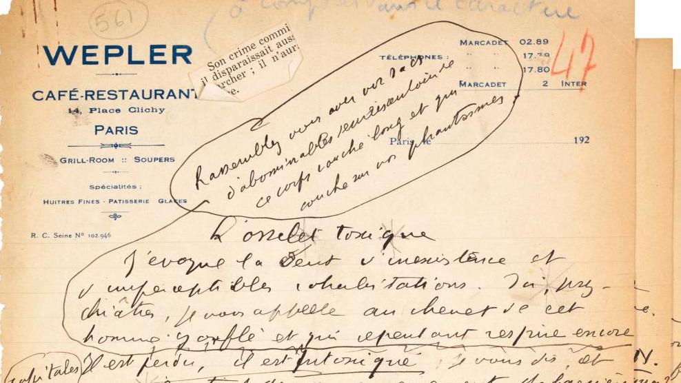 Antonin Artaud (1896-1948), L’Osselet toxique, manuscrit autographique signé, 4 pages... Un manuscrit 