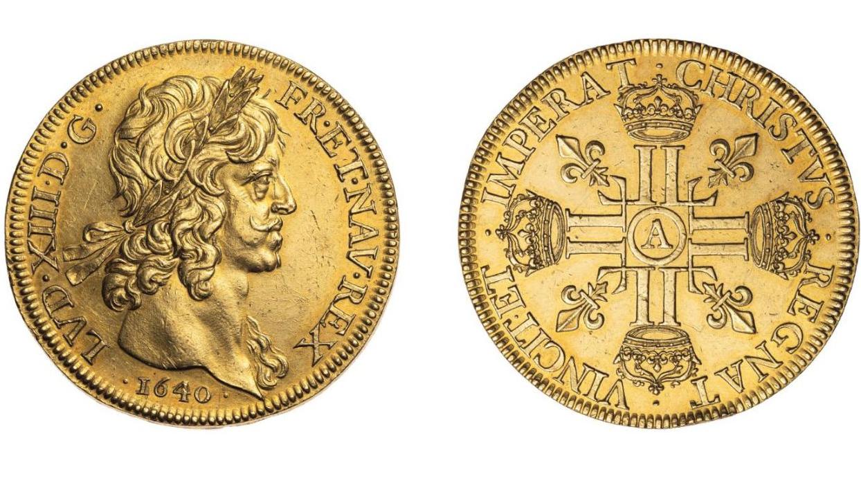 Louis XIII (1610-1643), 8 louis, Paris, 1640, 53 g. Adjugé : 260 045 € Essai transformé pour une monnaie Louis XIII