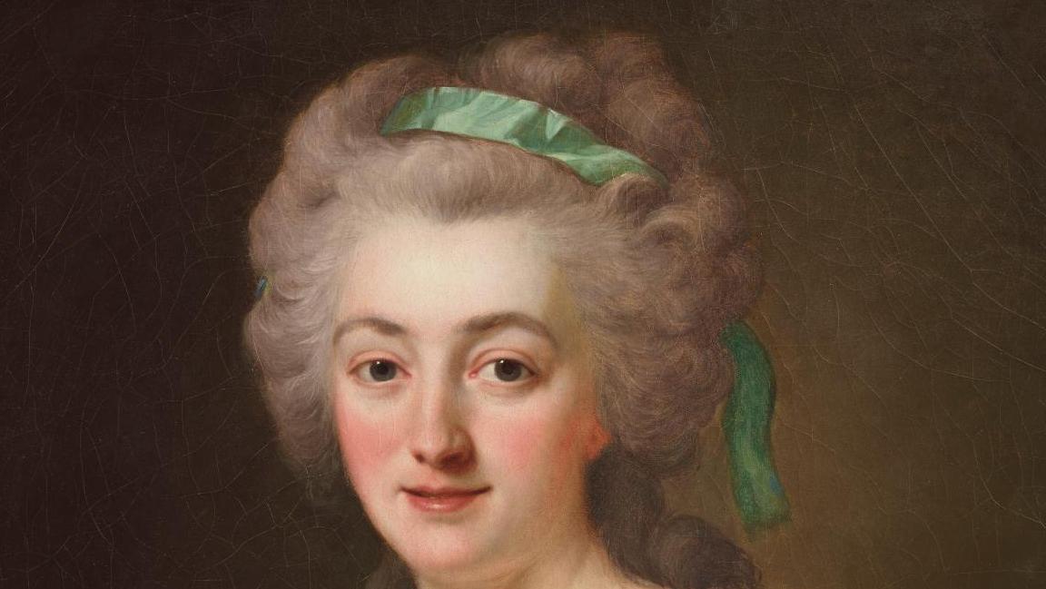 Alexandre Roslin (1718-1793), Portrait of Anne Vallayer-Coster, oil on canvas, 74... Anne Vallayer-Coster with Éric Coatalem, Champion of the 18th Century