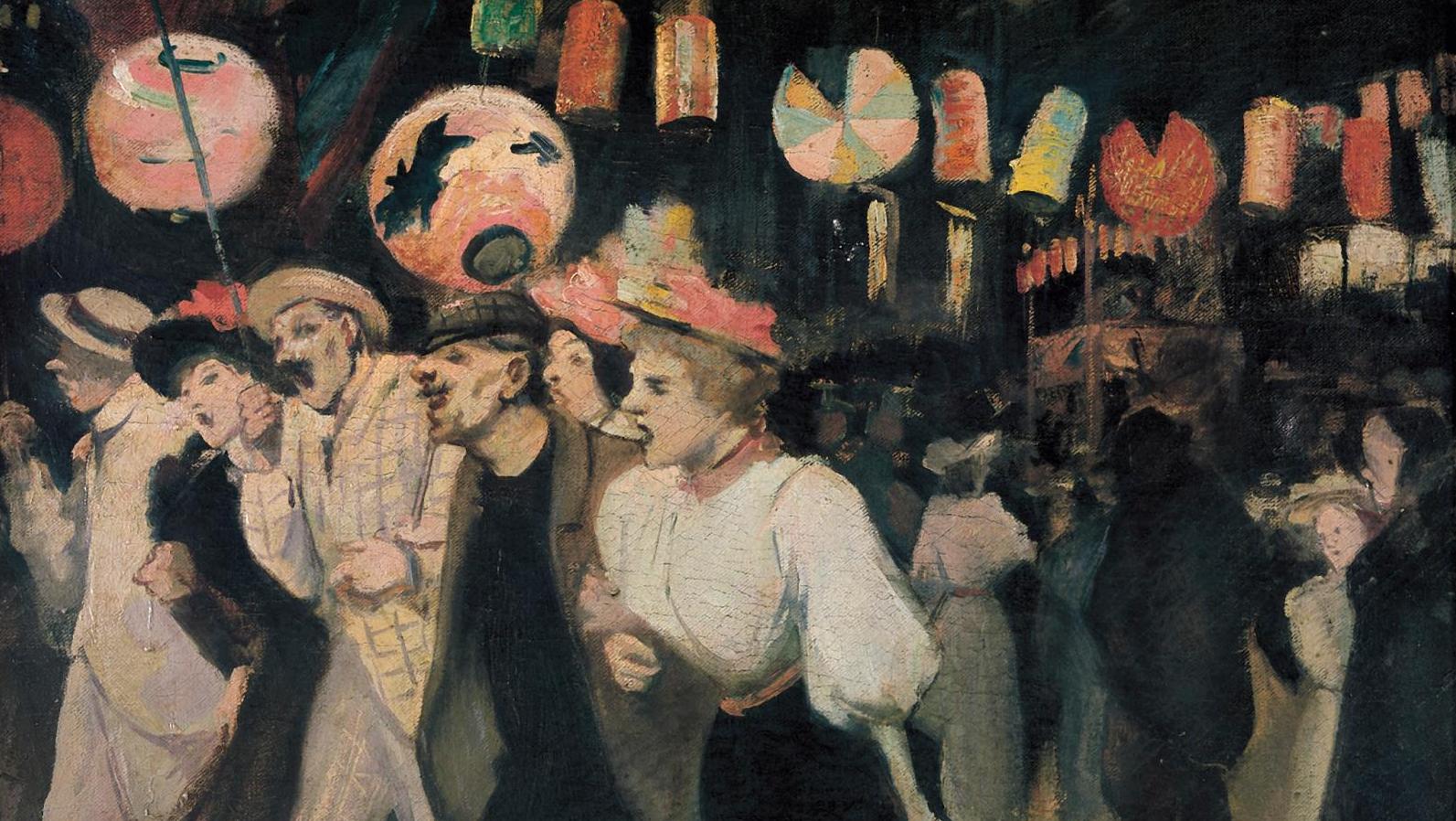 Théophile-Alexandre Steinlen (1859-1923), Le 14 Juillet, 1895, huile sur toile, 38 x 46 cm,... Une rétrospective Steinlein à Montmartre