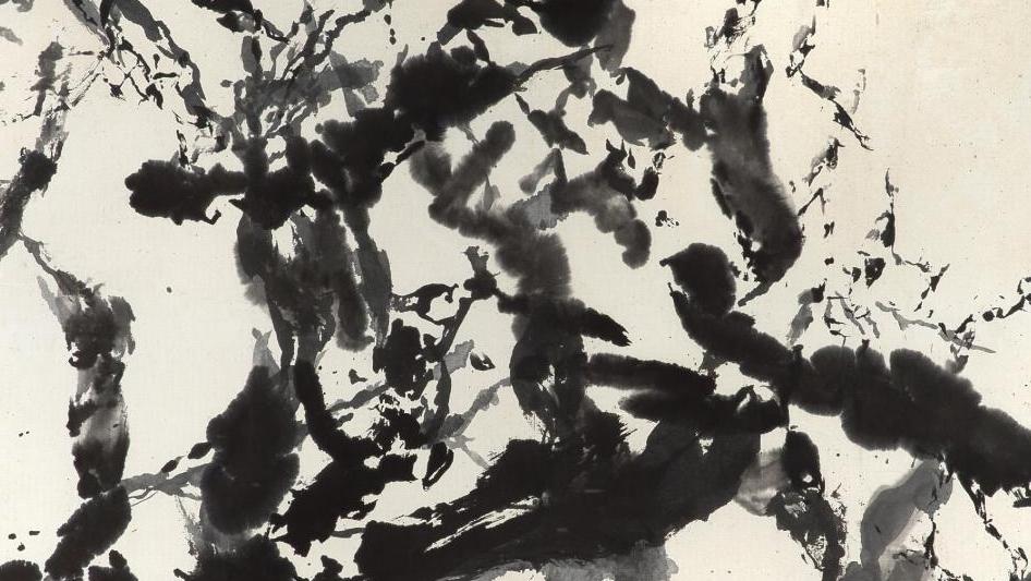 Zao Wou-ki (1921-2013), Sans titre, encre sur papier de riz, signée et datée 2000,... Une encre sur papier inédite de Zao Wou-ki