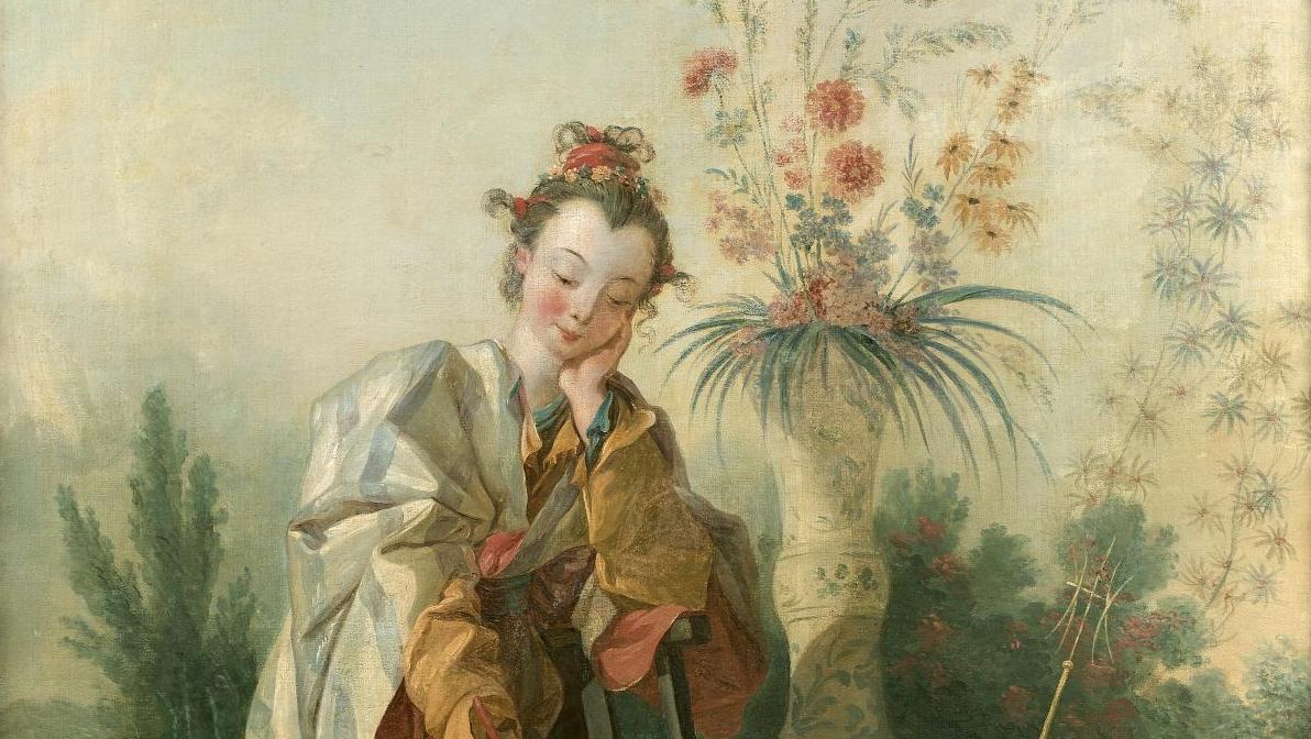 François Boucher (1703-1770), Le Mérite de tout pays, toile, 105,5 x 80 cm. Estimation :... Quand le peintre François Boucher succombe aux chinoiseries