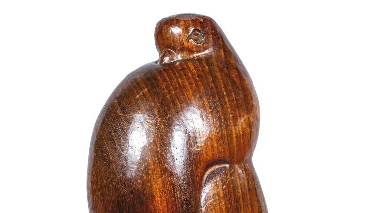Gaston Le Bourgeois (1880-1956), Pigeon, sculpture en bois exotique à la taille directe,... La sculpture XXe dans la collection Lazon 