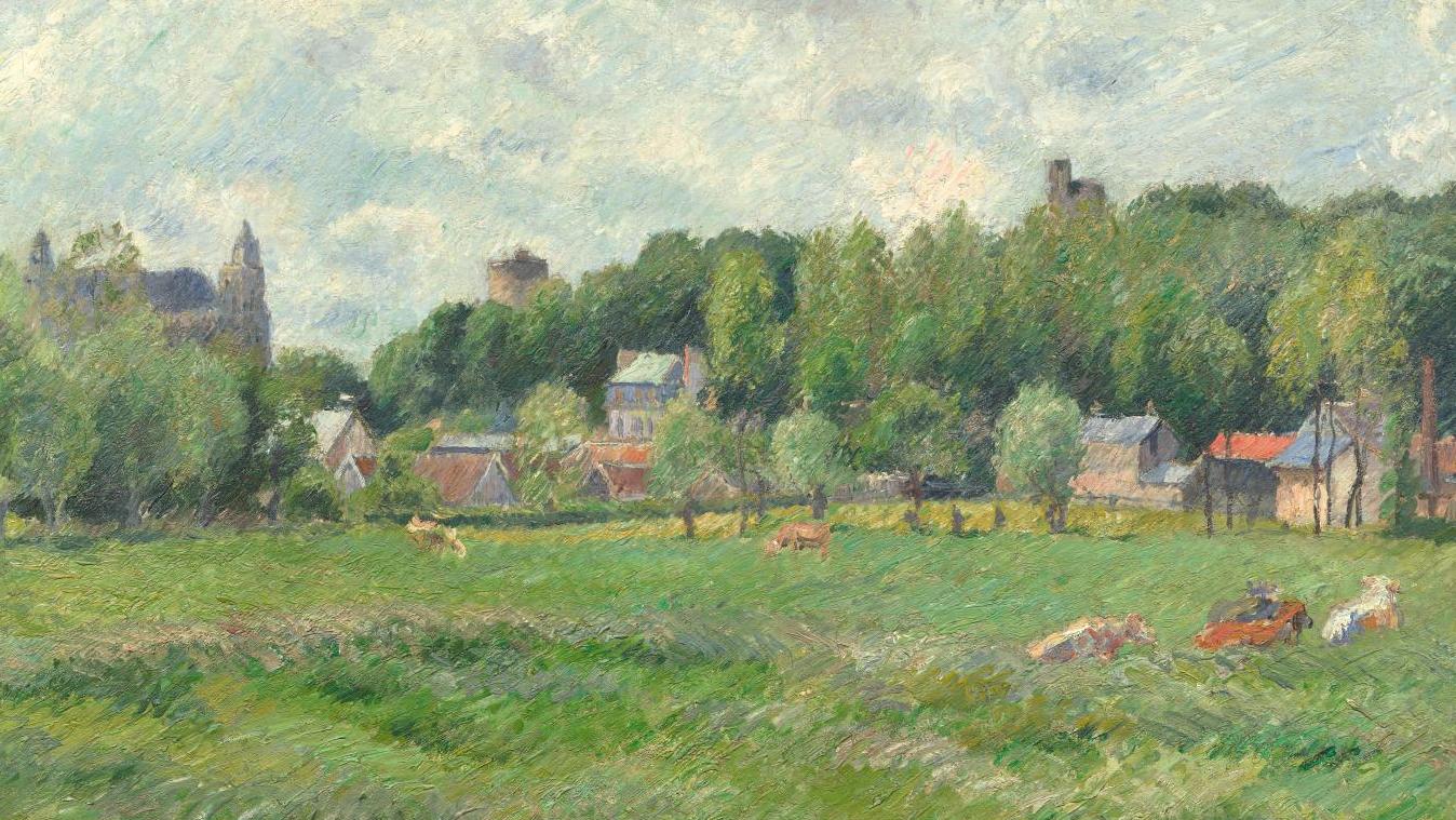 Camille Pissarro (1830-1903), Prairies à Gisors, 1885, huile sur toile, 59,7 x 73 cm.Estimation :... Camille Pissarro à Gisors