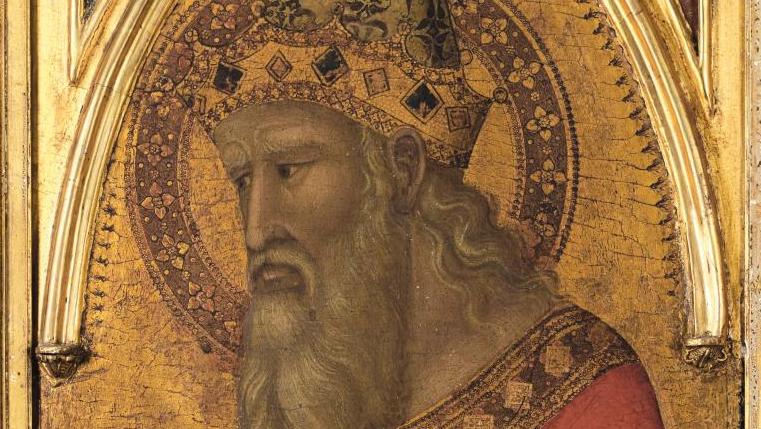 Pietro Lorenzetti (actif à Sienne de 1306 à 1345), Saint Sylvestre, peinture à l’œuf... Deux tableaux de Pietro Lorenzetti, sinon rien