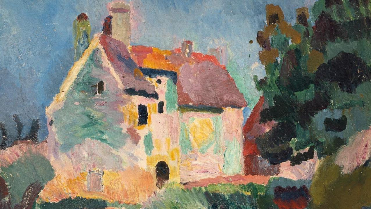 Raoul Dufy (1877-1953), Paysage aux maisons à Falaise, vers 1905, huile sur toile,... L’élégante partition à deux voix d’une collection plaisir