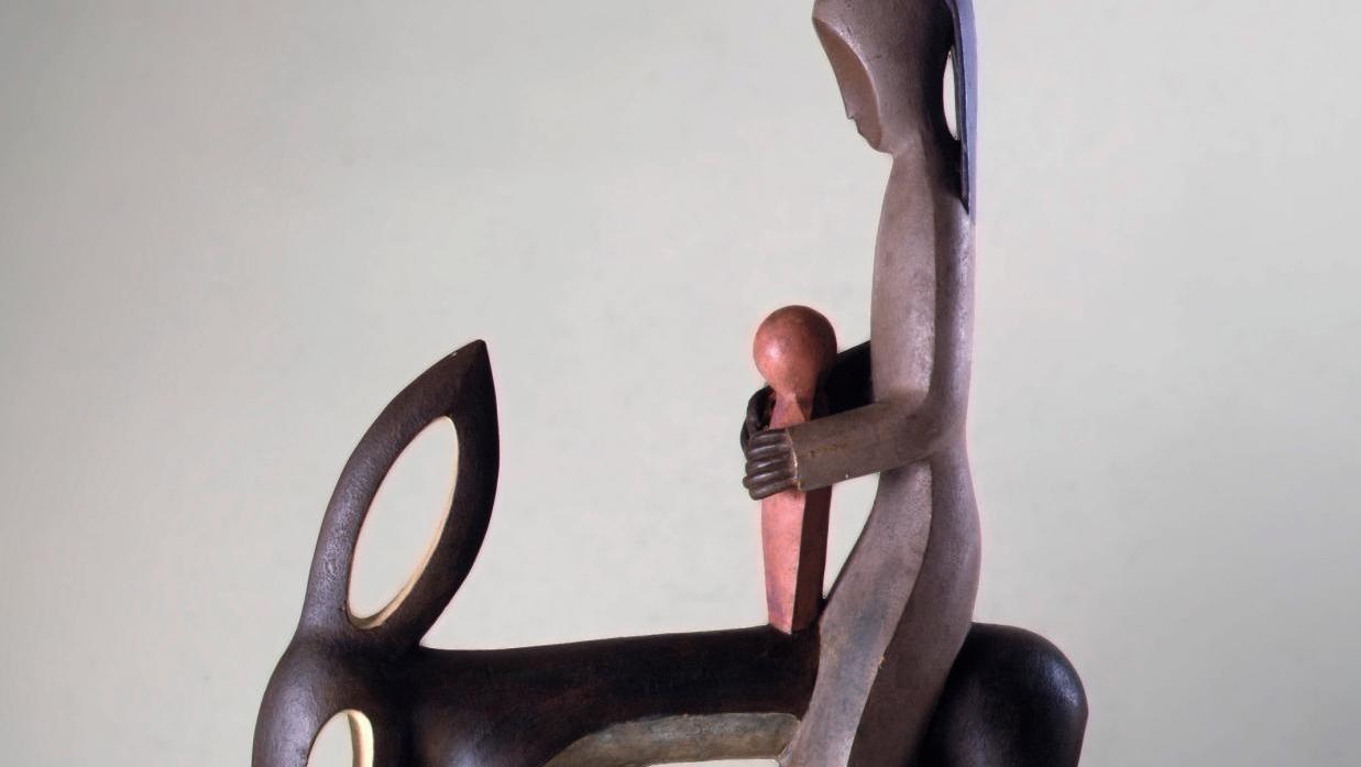 Jean Lambert-Rucki (1888-1967), La Fuite en Égypte, vers 1950, bois et plâtre polychromé,... L’art sacré de Lambert-Rucki chez Jacques De Vos