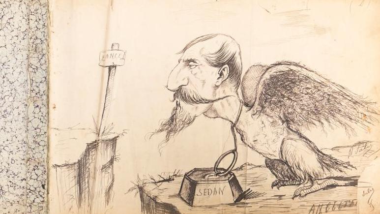 Rodolphe Salis (1851-1897), carnet de 140 croquis satiriques, années 1870-1890, encre... Rodolphe Salis caricaturiste