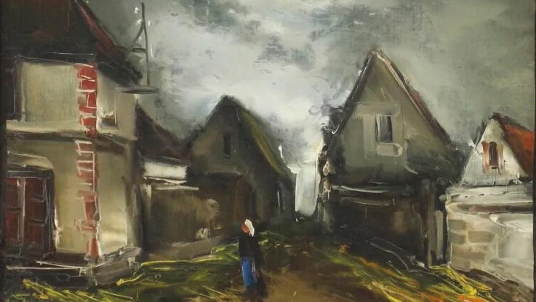 Maurice de Vlaminck (1876-1958), Paysanne dans la rue du village, huile sur toile,... Vlaminck, le paysage comme catharsis