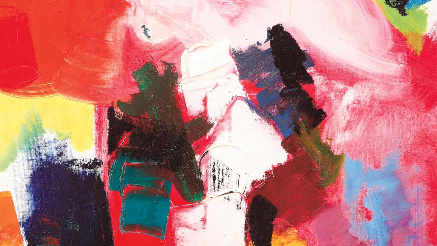 Jean Miotte (1926-2016), Composition, toile, 50,5 x 73 cm. Adjugé : 12 750 € Jean Miotte, la couleur et le mouvement 
