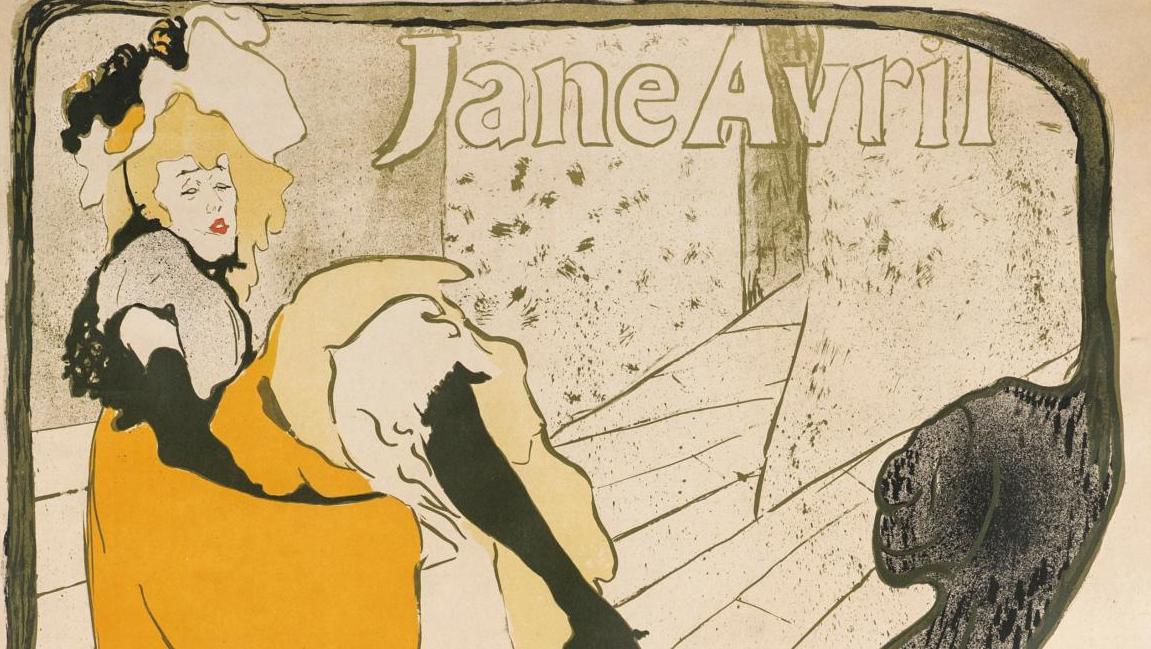 Henri de Toulouse-Lautrec (1864-1901), Jane Avril, 1893, affiche originale, premier... Affiches célèbres et illustres dessinateurs
