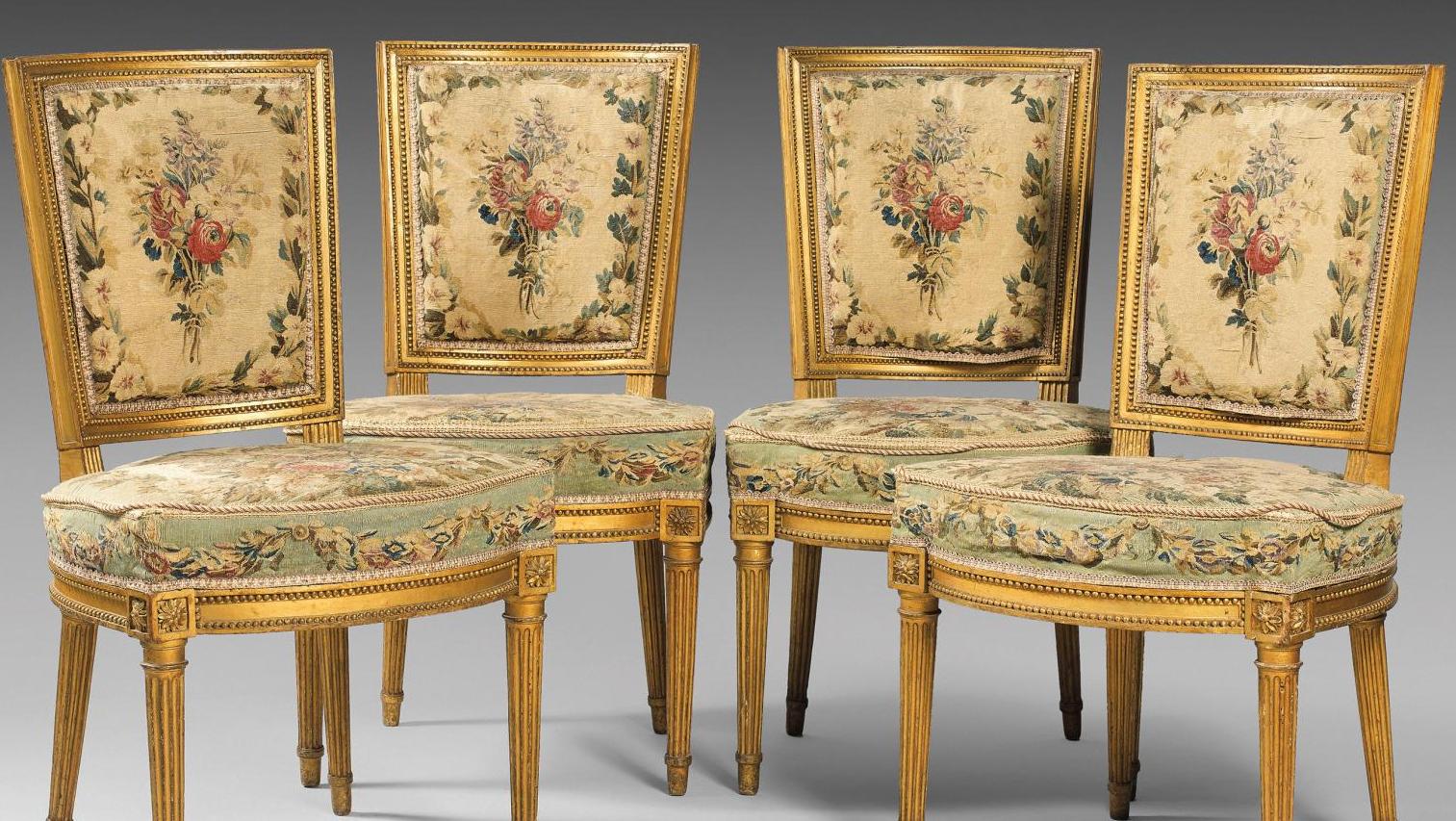 Henri Jacob (1753-1824), quatre chaises (87 x 52 x 50 cm), d’un ensemble de mobilier... Quatre chaises d'Henri Jacob