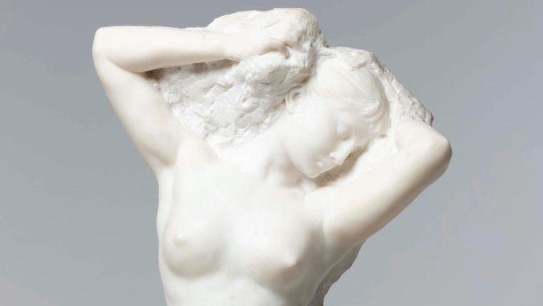 Alfred Boucher (1850-1934), Nu féminin de face, 1894, marbre blanc de Carrare, signé... Alfred Boucher plébiscité