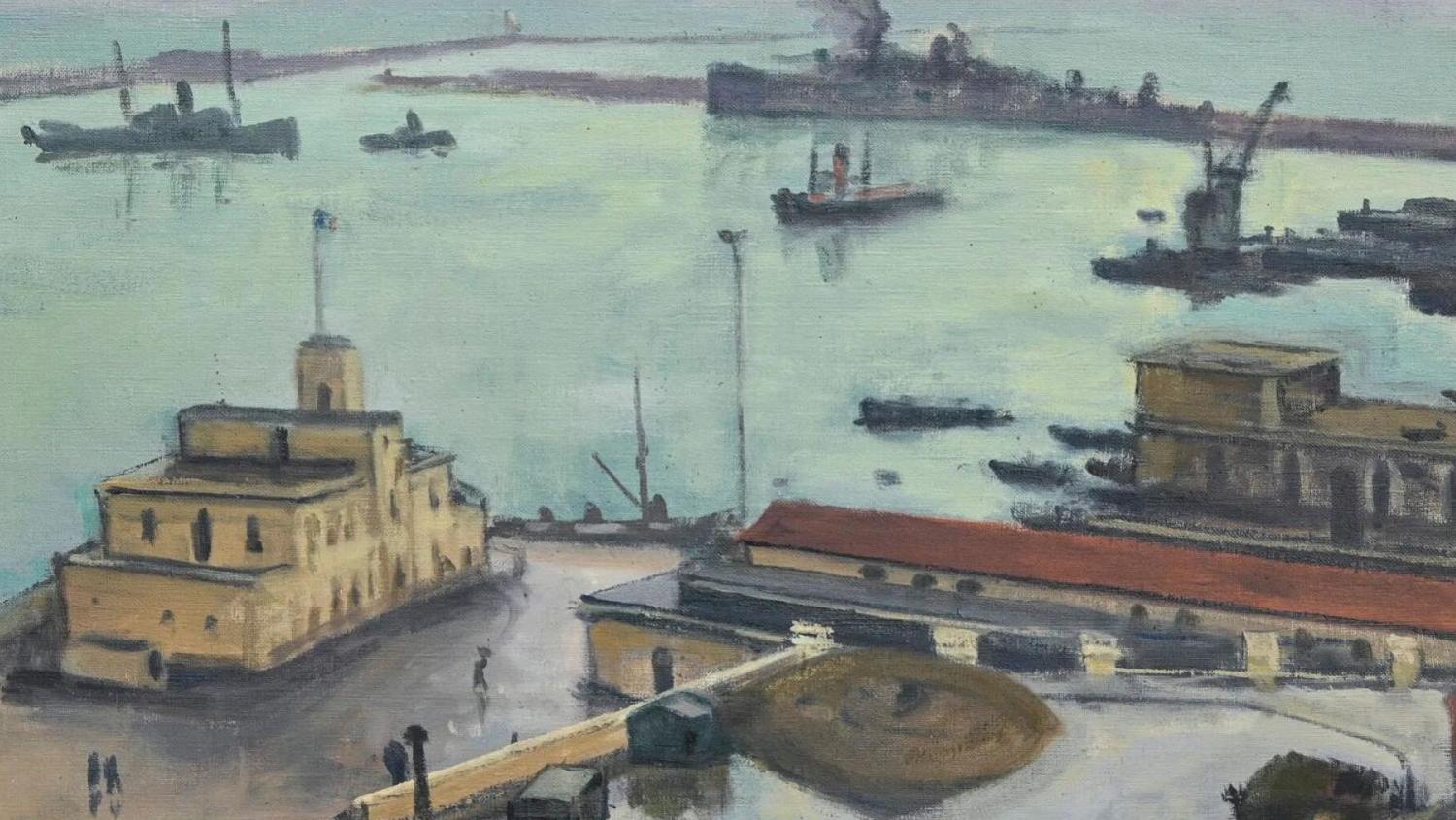 Albert Marquet (1875-1947), Port d’Alger, 1942, huile sur toile signée et datée au... Albert Marquet à Alger, un doux exil
