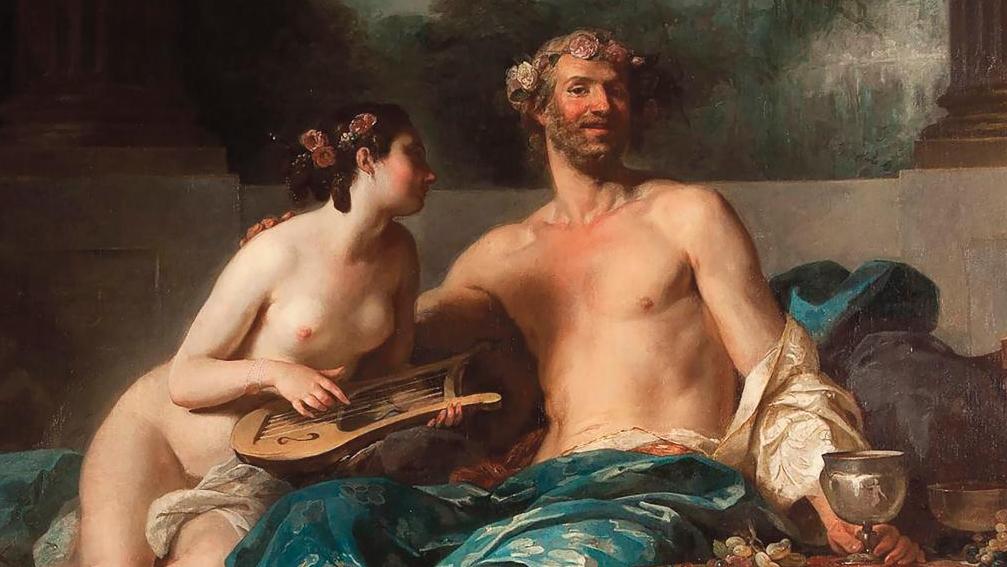Jean-Bernard Restout (1732-1797), Les Plaisirs d’Anacréon, huile sur toile, 199 x 254 cm.... Plaisirs d’amour de Jean-Bernard Restout