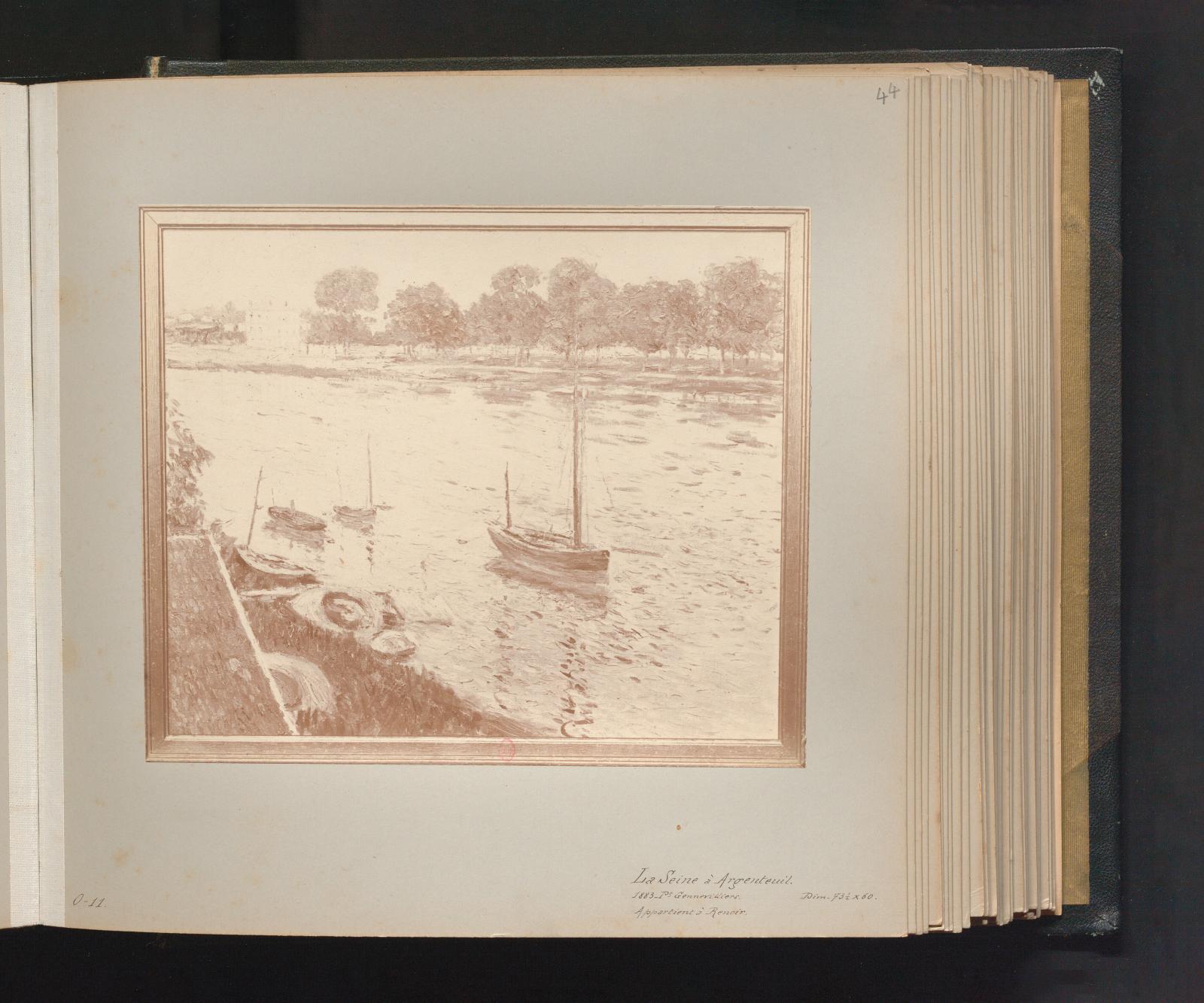 Gustave Caillebotte (1848-1894), La Seine à Argenteuil. Photographie contrecollée sur carton, album «Photographies de tableaux de Gustave 