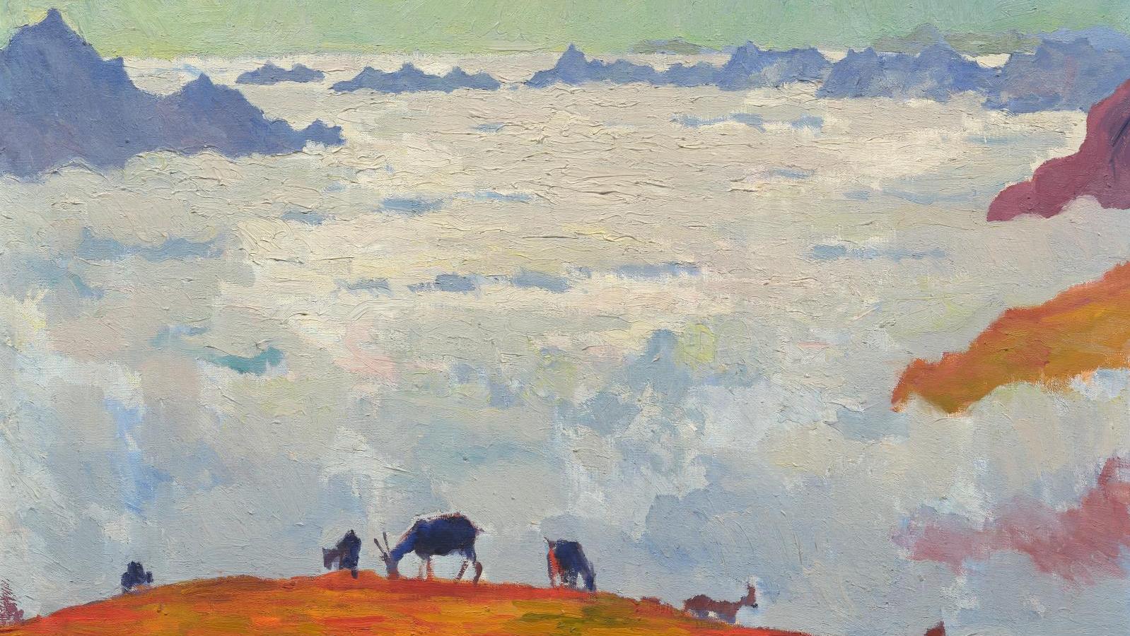 Giovanni Giacometti (1868-1933), Mare di Nebbia, 1921, huile sur toile, signée et... Giovanni Giacometti,  par-delà les éthers