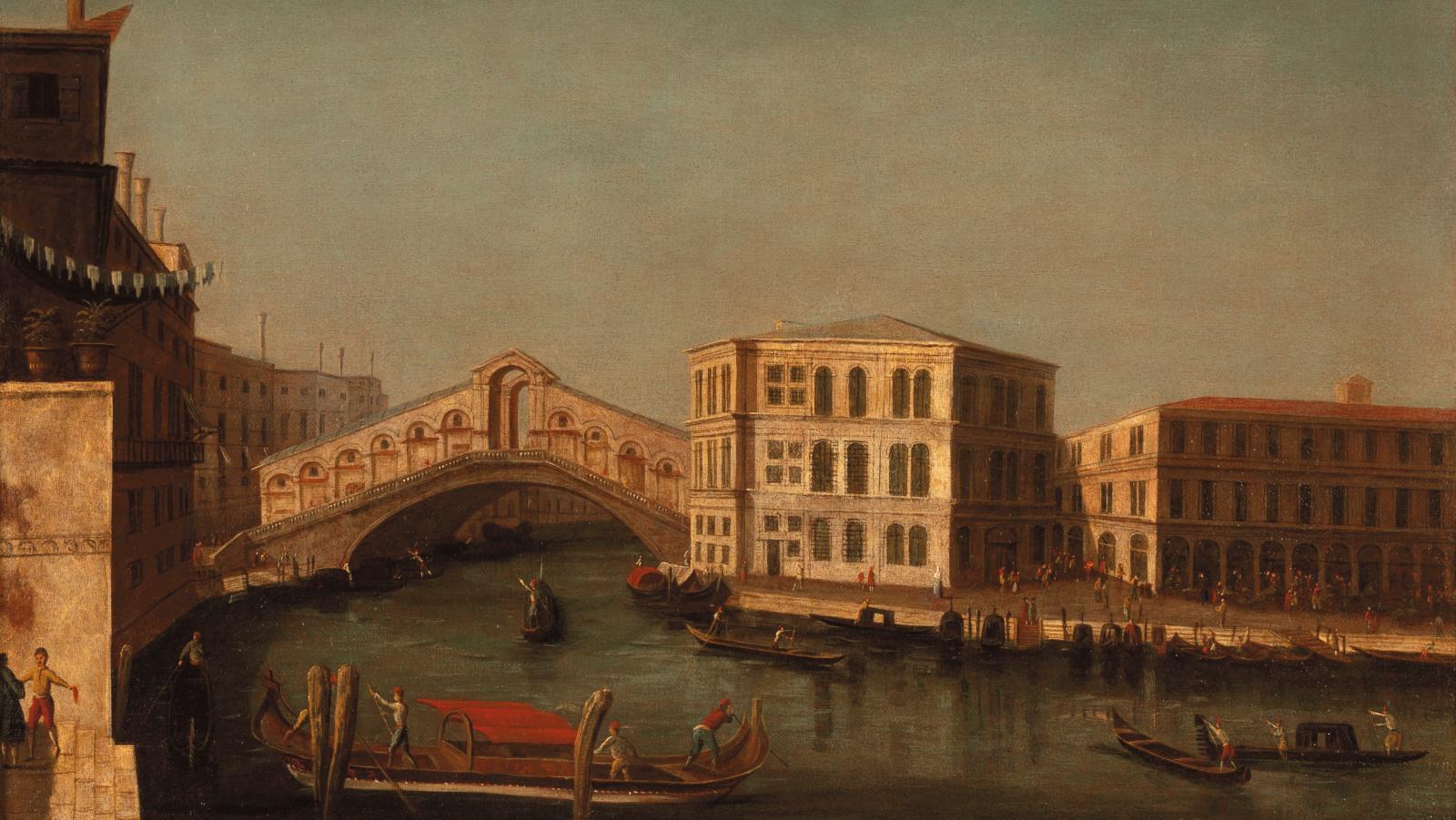Attribué à Francesco Tironi (1745-1797), Le Grand Canal vers Cannaregio avec l’église... Francesco Tironi, le dernier védutiste de la République