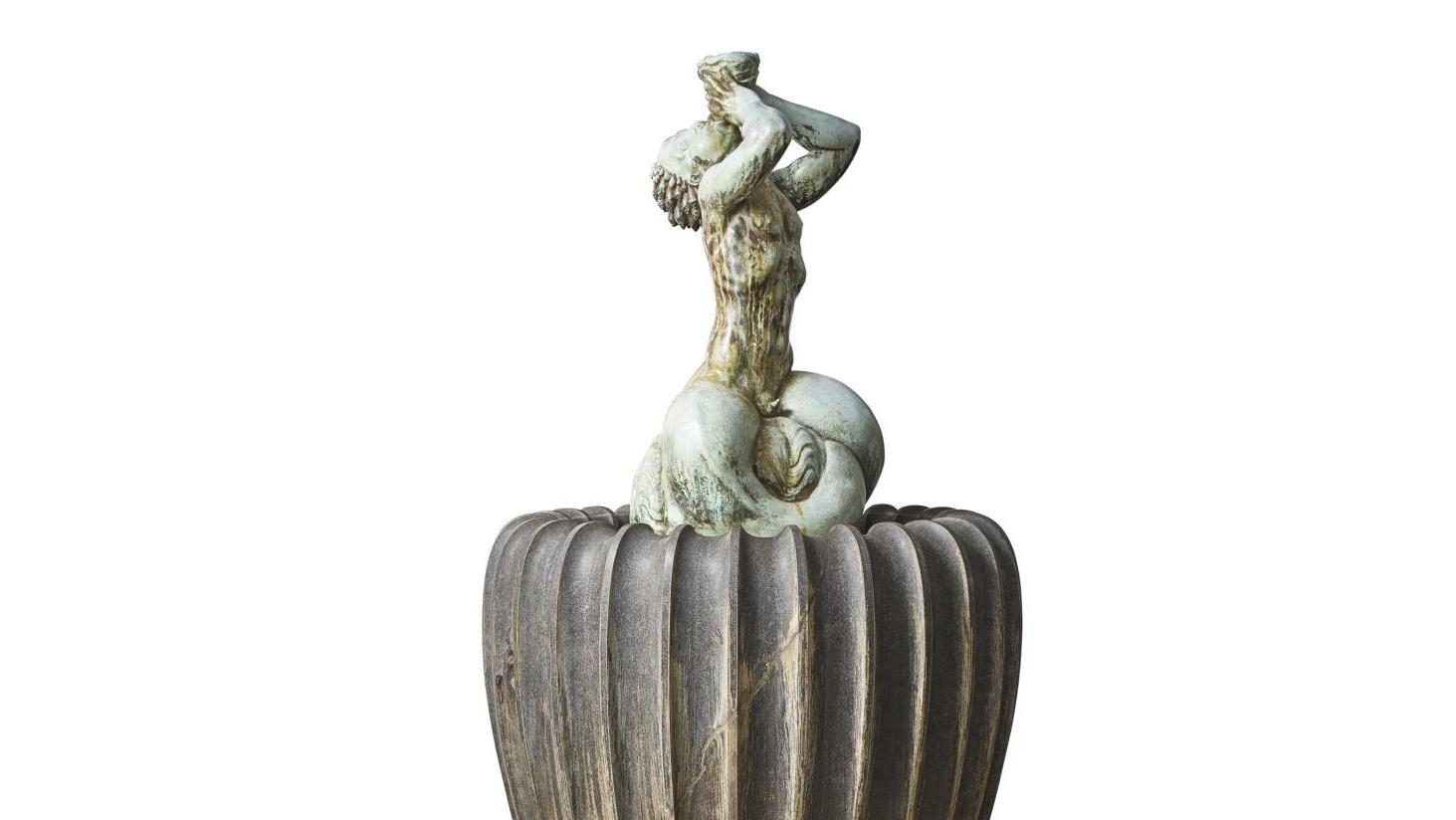 Carl Milles (1875-1955), Small Triton Fountain, 1916, bronze à patine vert-de-gris... Carl Milles, sculpteur mythologique